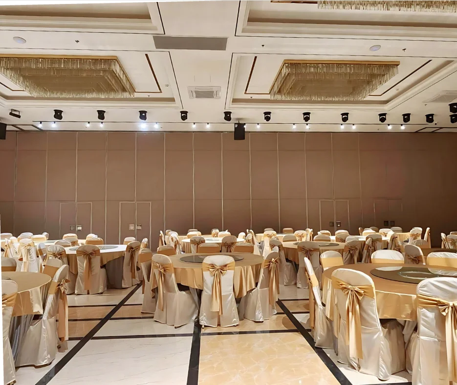 Hotel ballroom divided by an operable wall