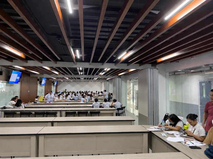 A VersaWall operable wall parked open along a classroom wall