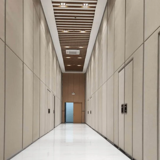 A VersaWall operable wall dividing a hotel banquet hall
